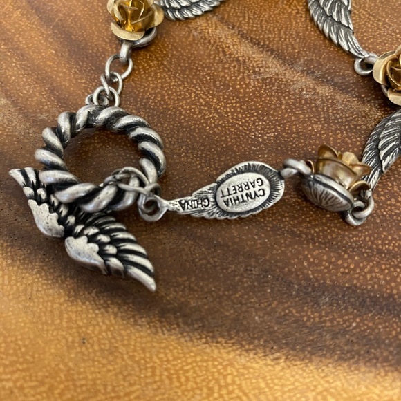 Cynthia Garrett 2tone Angel Wings & Roses Bracelet - Picture 3 of 4